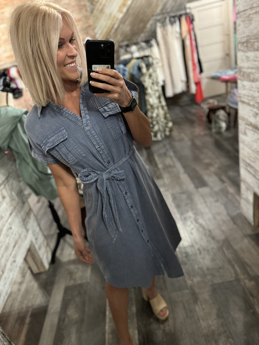 Washed Up Button Down Dress