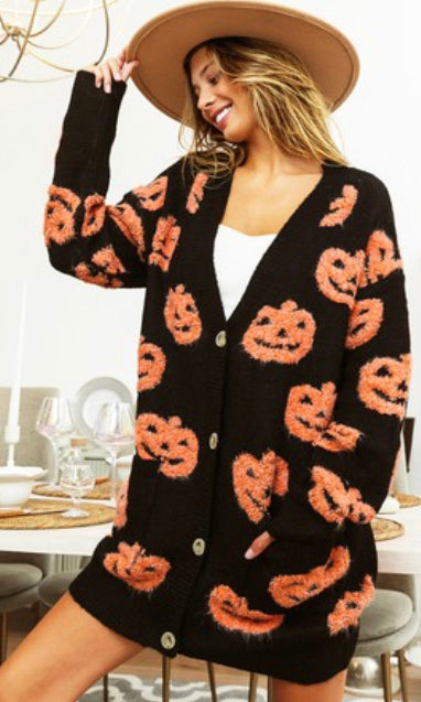 Pumpkin Embroidery Cardigan