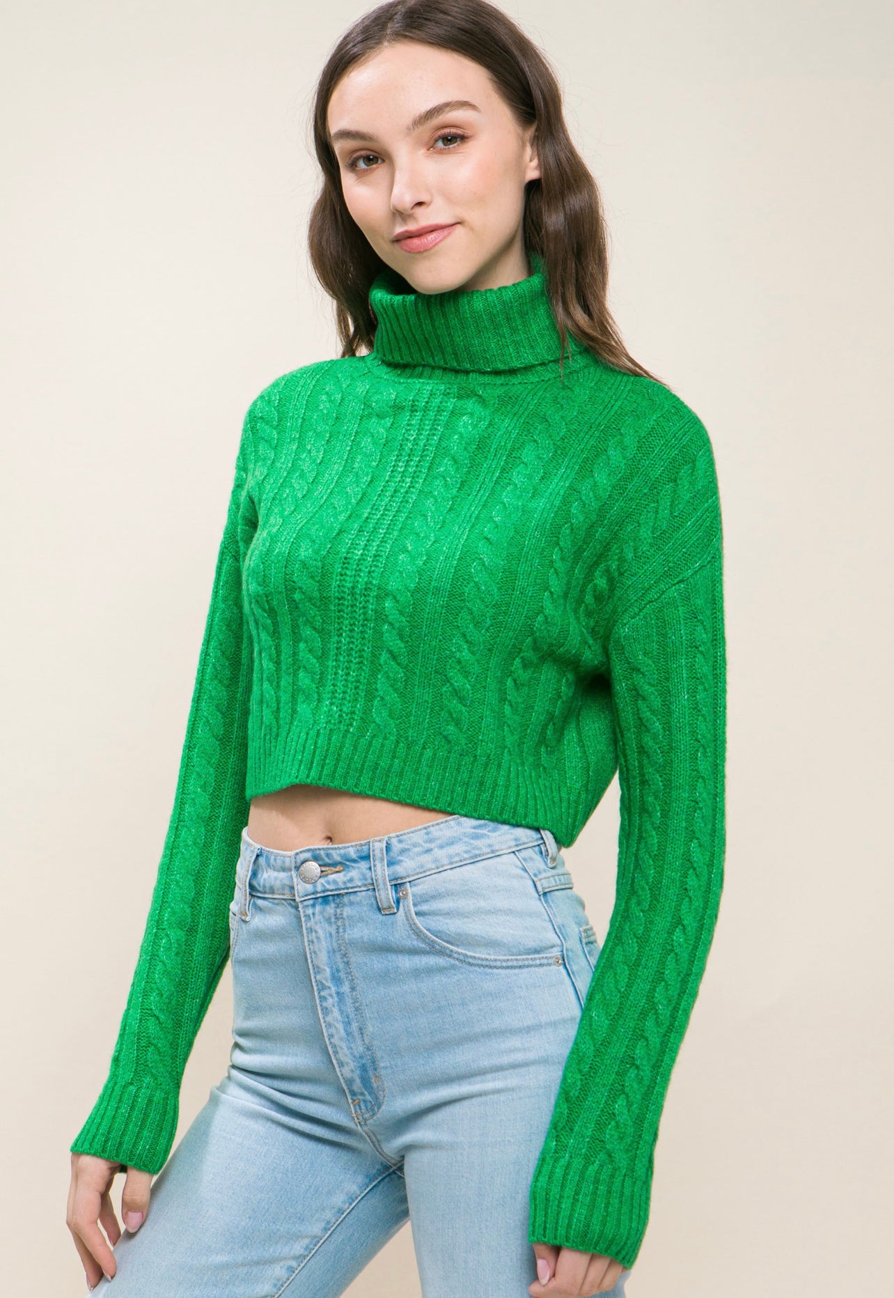 High Neck Cropped Sweater