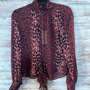 Red Leopard Mock Neck Top