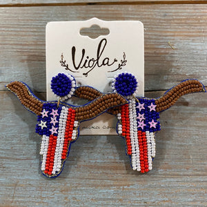 Patriotic Longhorn Earrings