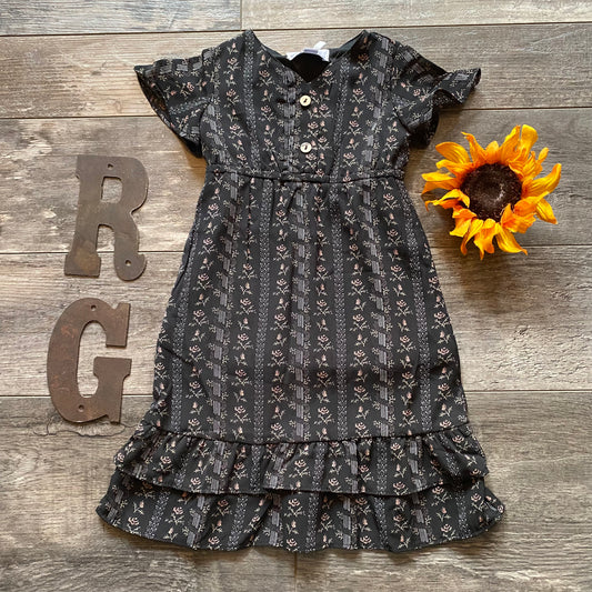 Little Girls Black Floral Dress